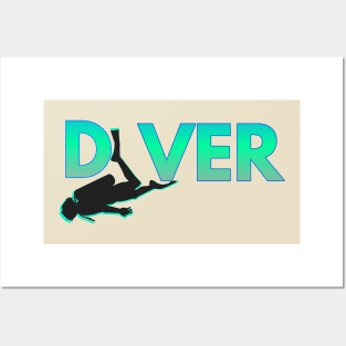 Scuba diving t-shirt designs Posters and Art